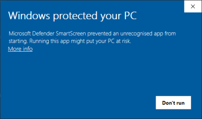 SmartScreen download warning